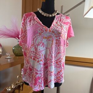 Lilly Pulitzer Pink and White Short Sleeve Tee